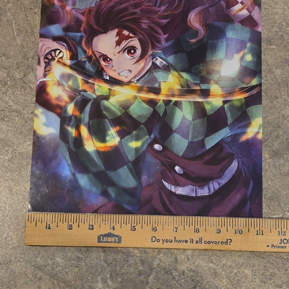 Anime Art Poster with Green and Purple Accents - Picture 4 of 4